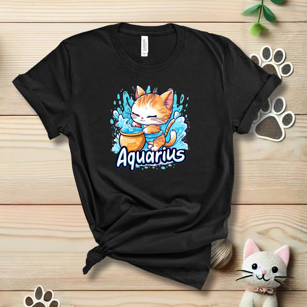 Aquarius Zodiac Cat T-Shirt