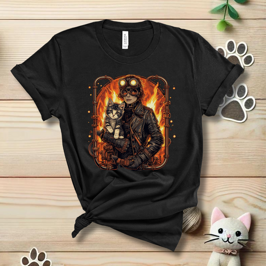 Steam Punk Fire Cat T-Shirt