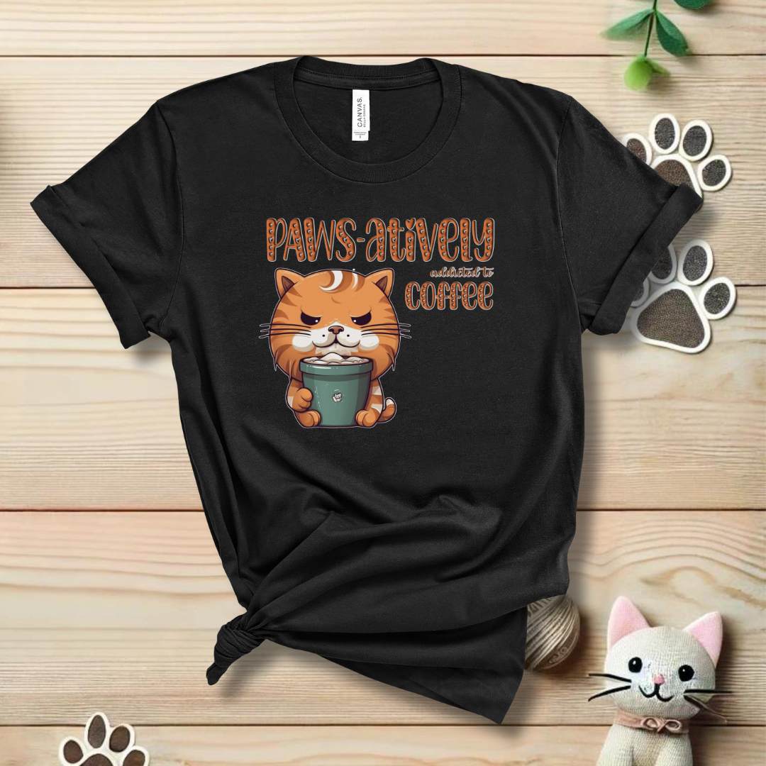 PAWS-atively Addicted To Coffee T-Shirt