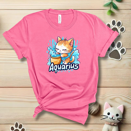 Aquarius Zodiac Cat T-Shirt