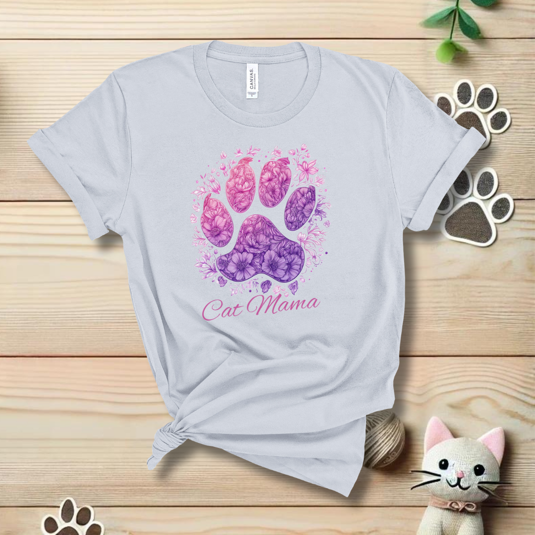 Cat Mama Paw Flower T-Shirt