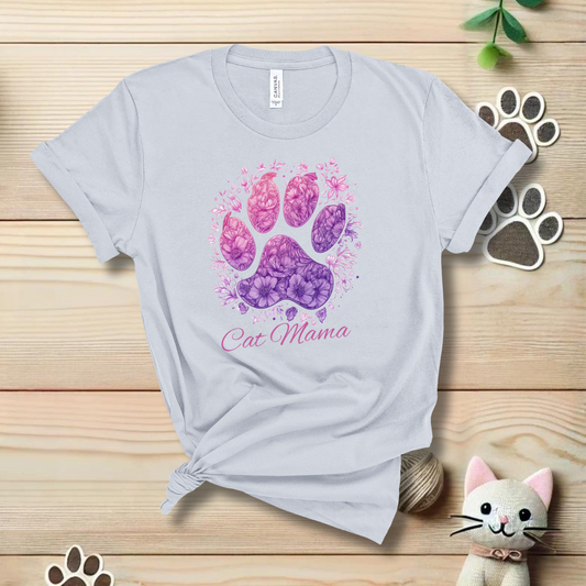 Cat Mama Paw Flower T-Shirt