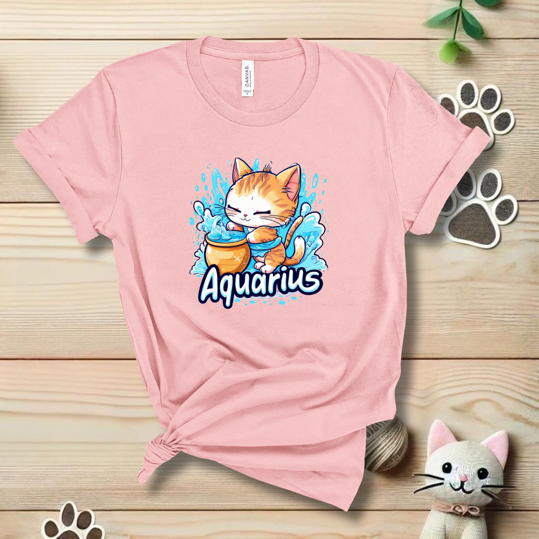 Aquarius Zodiac Cat T-Shirt