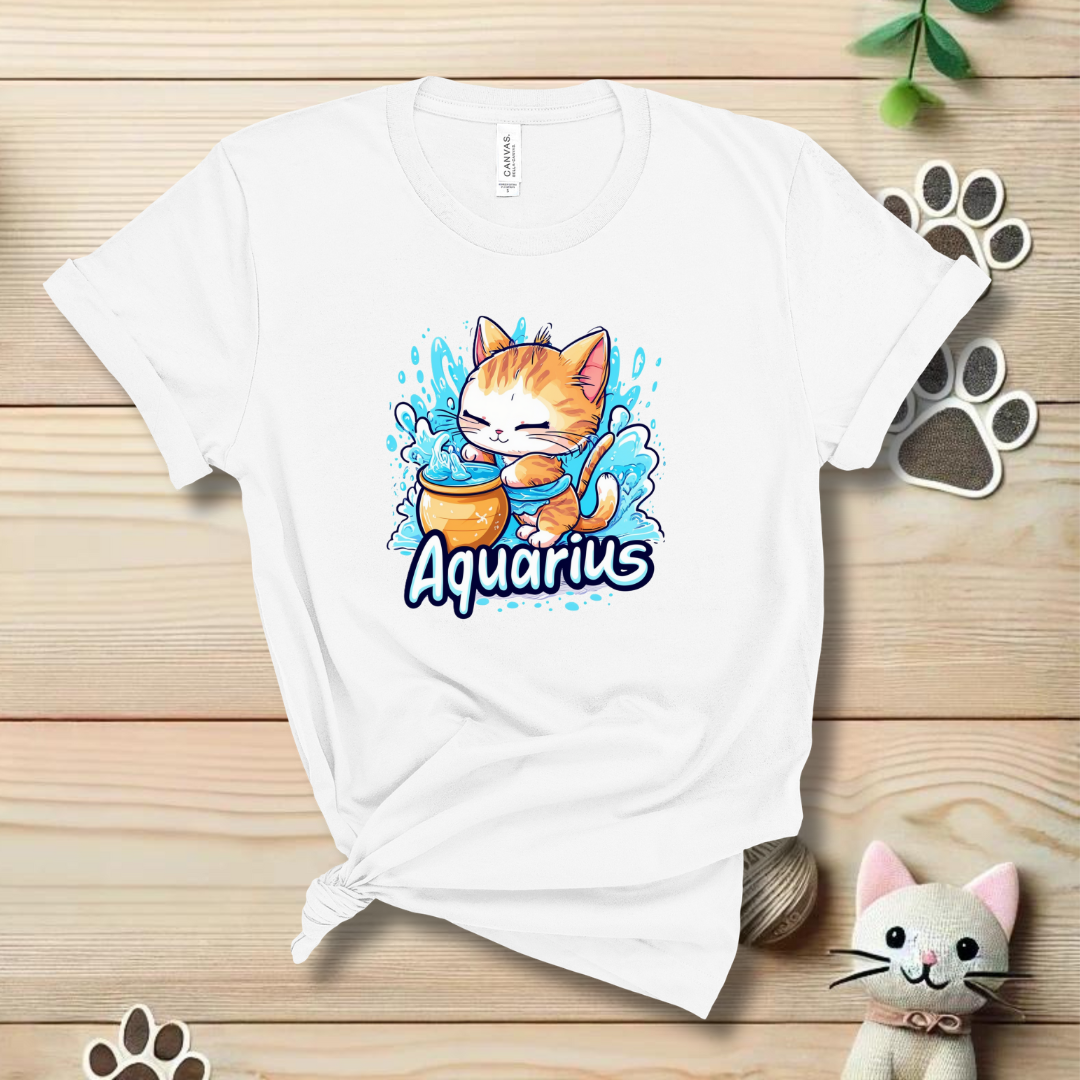 Aquarius Zodiac Cat T-Shirt