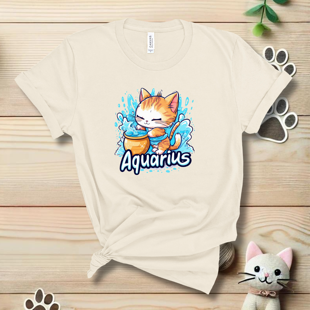 Aquarius Zodiac Cat T-Shirt